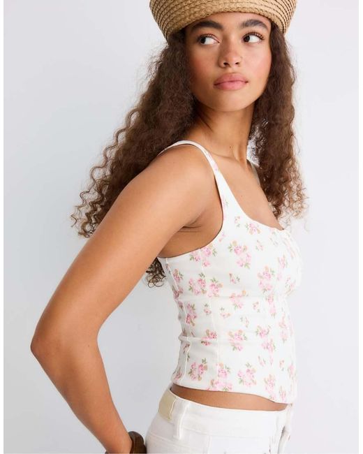 Stradivarius White Corset Top With Straps
