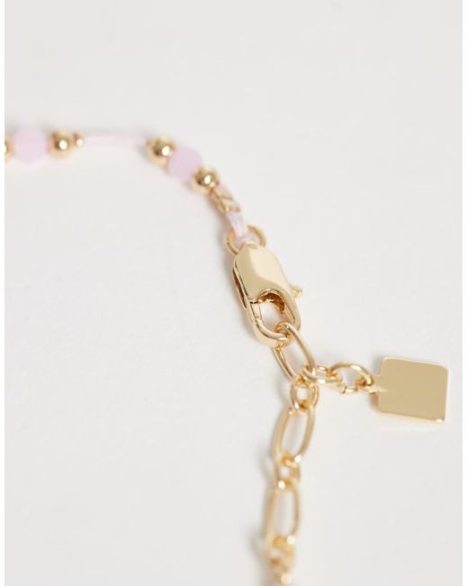 ASOS White Pack Of 2 Beaded Anklets With Sun Charms