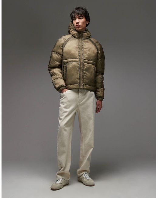 Collusion Gray Washed Puffer With Hood for men