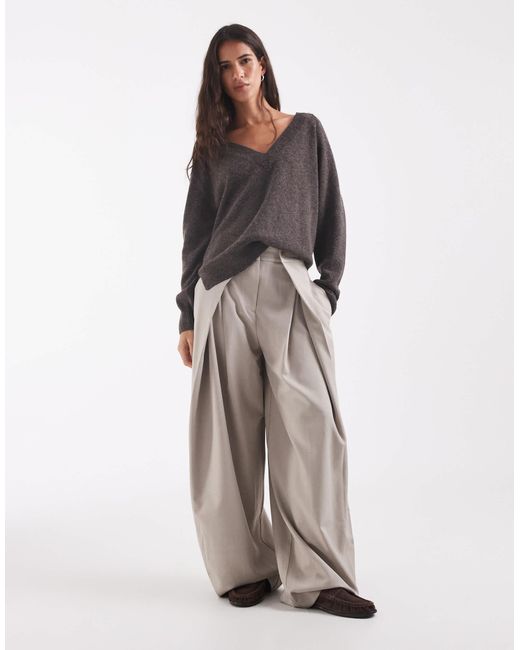Pull en maille réversible chocolat ONLY en coloris Brown