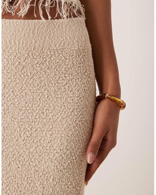 ASOS Natural Premium Textured Maxi Skirt With Fringe Hem Co-ord