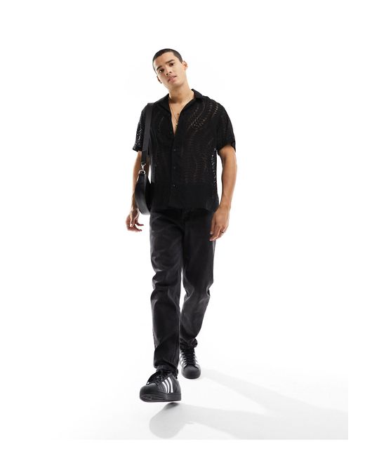 Chemise à manches courtes en dévoré River Island pour homme en coloris Black