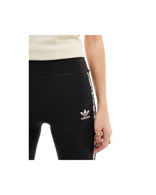 Adidas Originals Black – leopard luxe – ausgestellte leggings