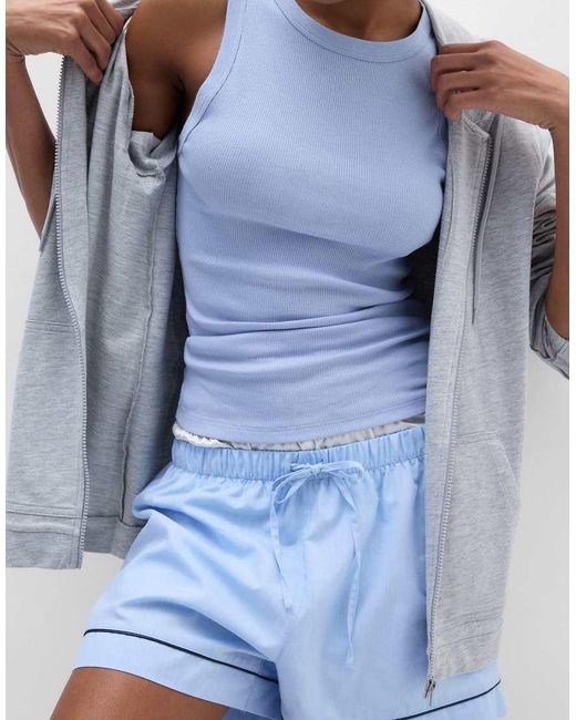 Intimissimi Blue Ribbed Superior Cotton Vest Top