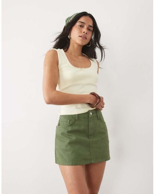 Miss Selfridge Green Denim Mini Skort