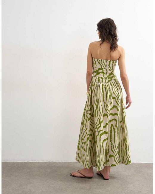 TOPSHOP White Ruched Bandeau Midi Dress