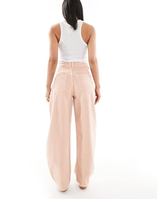 ASOS Barrel Jeans Met Hoge Taille in het Natural