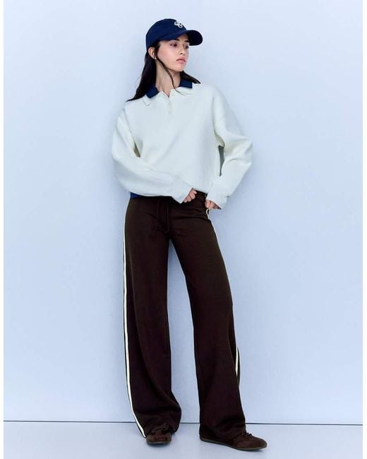 Bershka Blue Contrast Side-stripe joggers