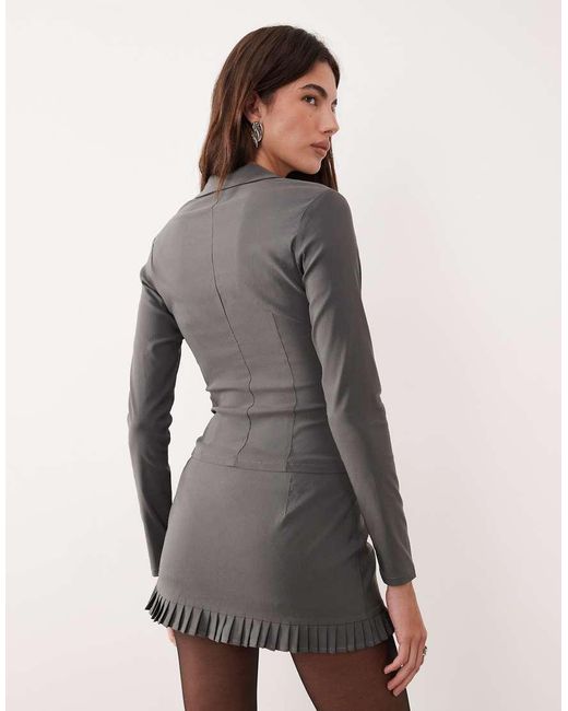 Motel Gray Co-ord Alika Tailored Button Up Shirt