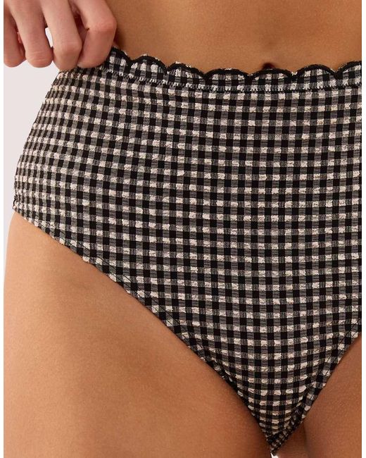 Peek & Beau Black Margot Gingham Scallop Trim High Waist Bikini Briefs
