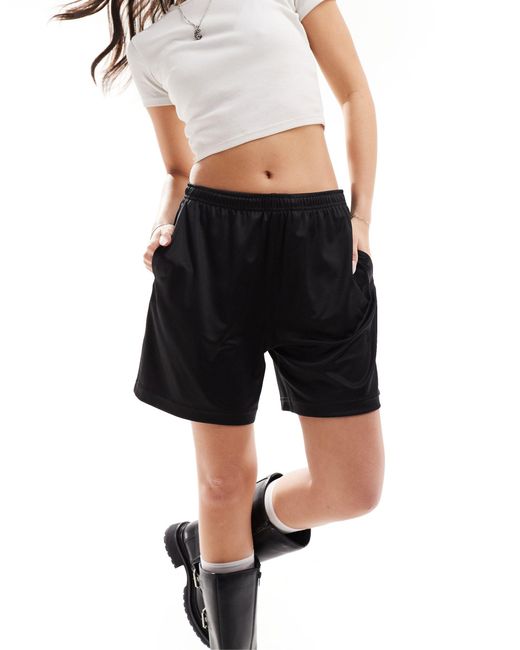 Weekday Black Ada Track Shorts With Pull-on Elasticated Waistband