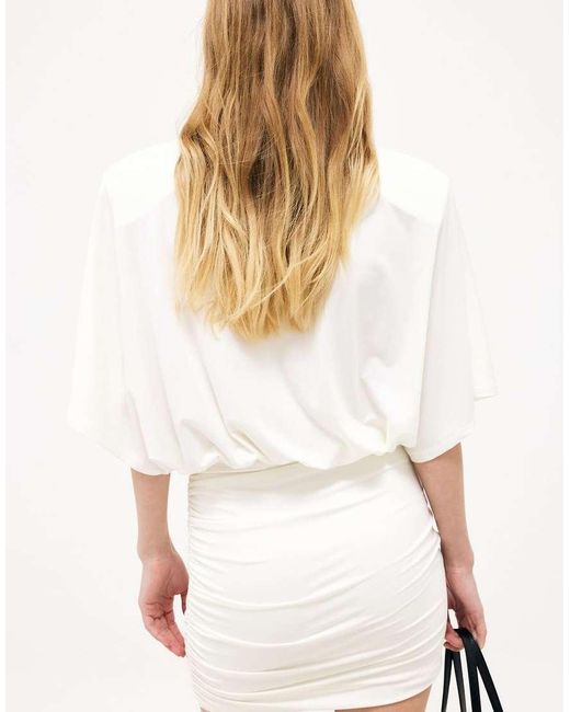 NA-KD White Draped Jersey Mini Dress