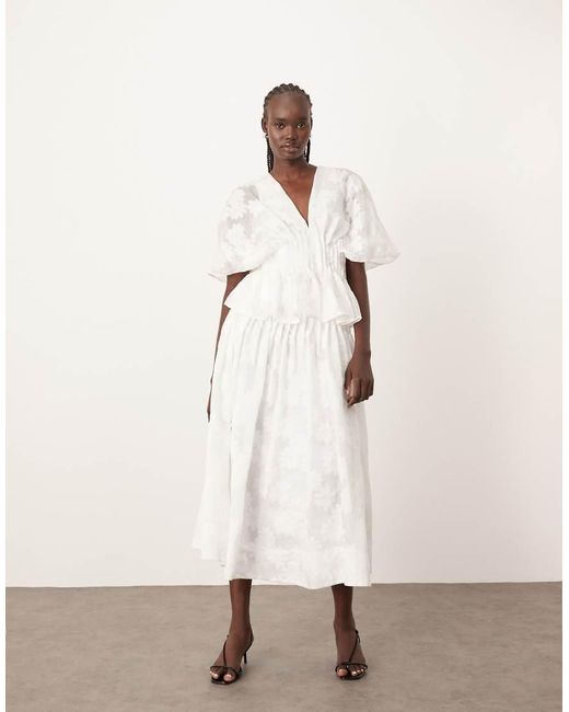 ARRANGE Natural Daisy Organza Pintuck Dropped Waist Midi Skirt Co-ord