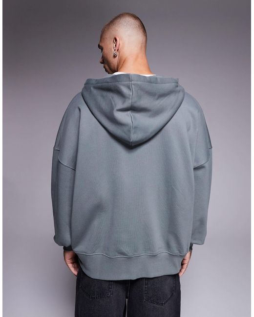 ASOS Gray Premium Heavyweight Extreme Oversized Zip Up Hoodie for men