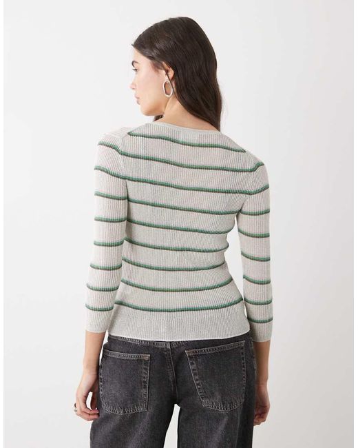Monki Gray Jersey V-neck Top