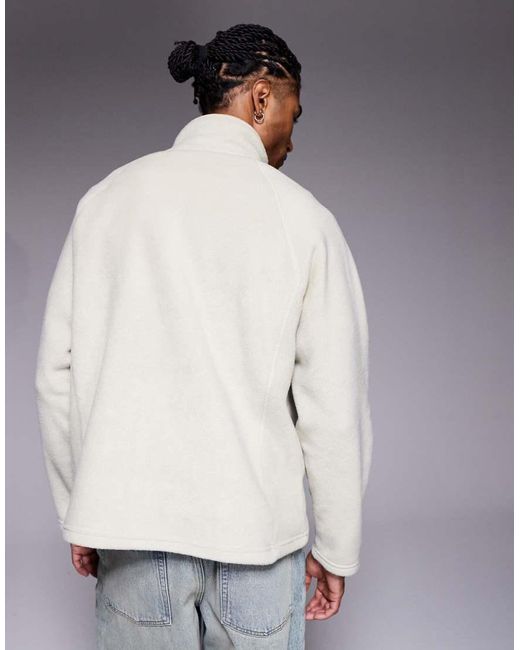 ASOS Gray Relaxed Funnel Neck Quarter Zip Fleece Sweatshirt for men