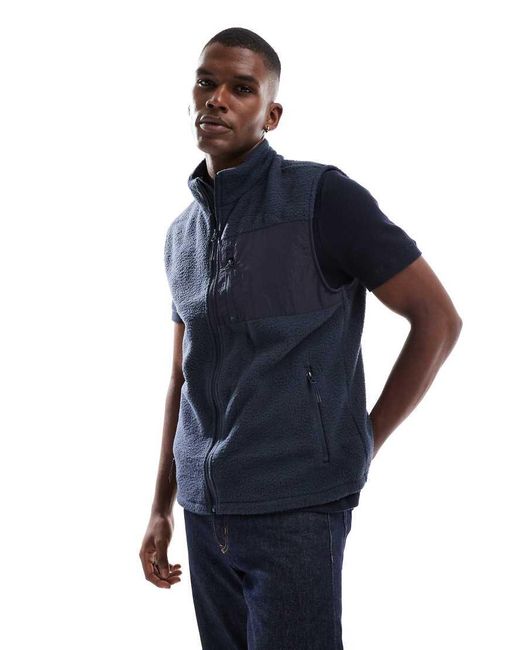 New Look Blue Fleece Vest for men