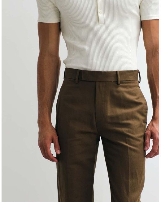 ASOS White Tailored Linen Rich Straight Leg Trousers for men