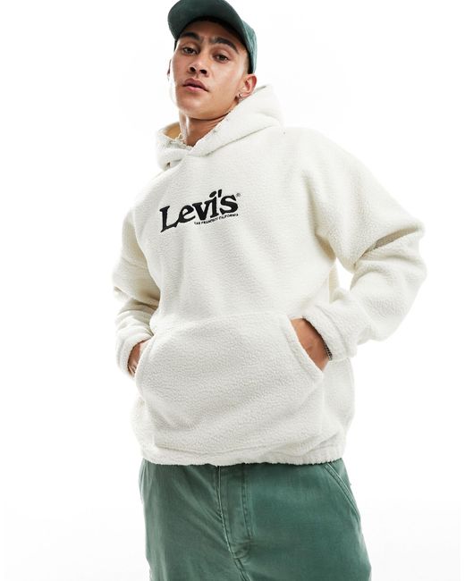Levi's Natural Exclusive To Asos Borg Hoodie With Retro Chest Logo for men
