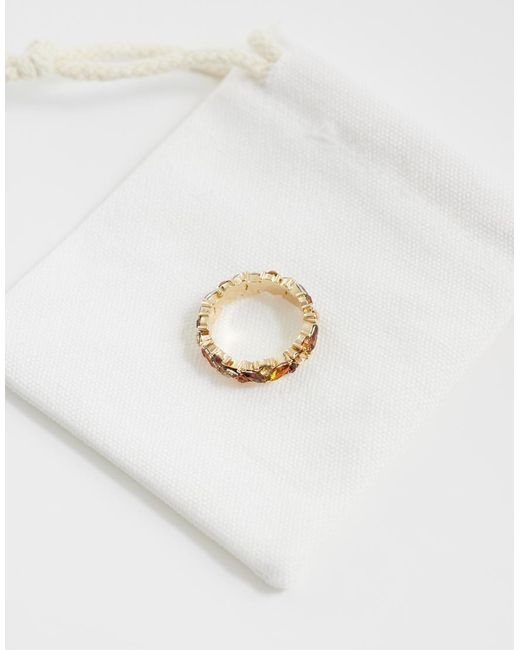 ASOS Natural Asos Design Curve Ring With Amber Resin