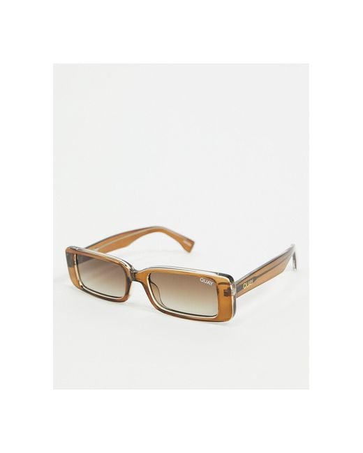 Quay Brown Art School Slim Square Sunglasses for men