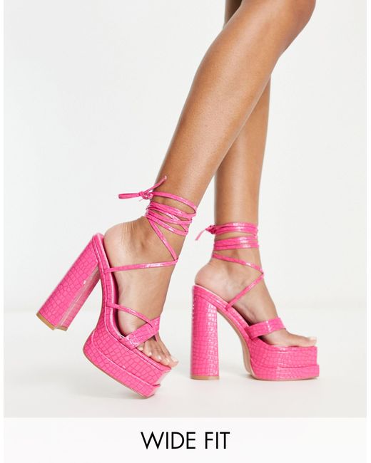 SIMMI Pink Simmi London Wide Fit Alanna Platform Heeled Sandals