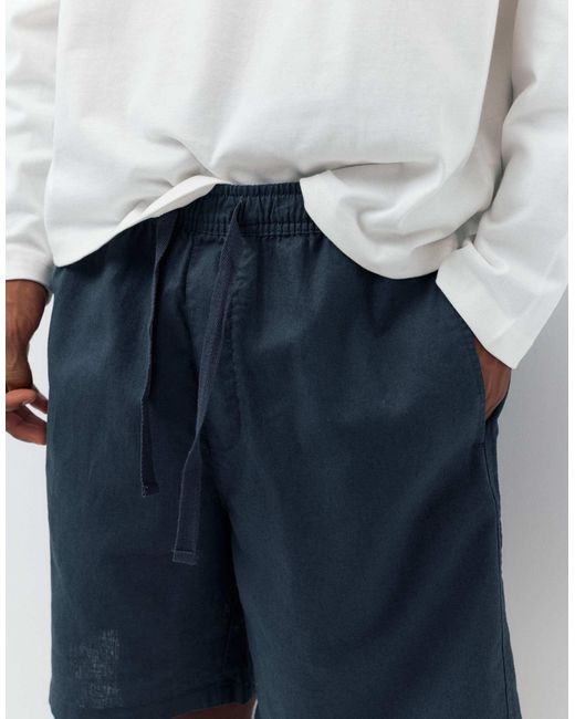 Pull&Bear – hemd aus leinenmix in White für Herren