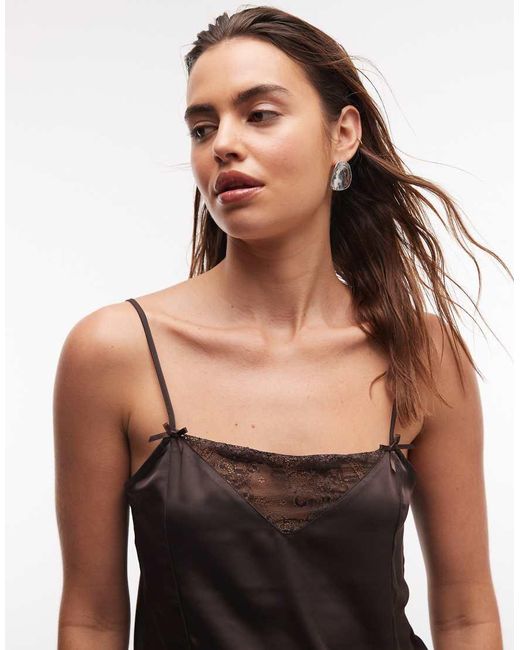 Monki Multicolor Satin Lace Cami Top