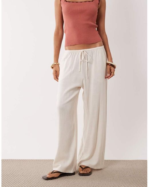 Miss Selfridge White Linen Blend Pull On Pants