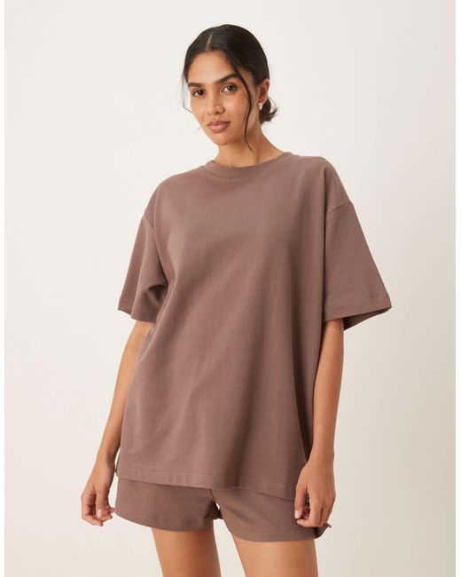 ASOS Brown Textured Knit Oversized T-shirt