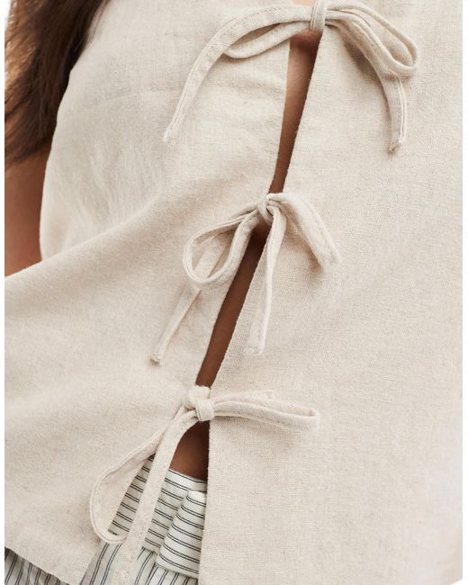 Hollister Multicolor Tie Front Linen Top