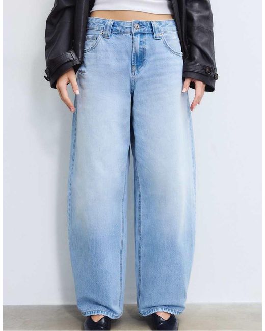 Stradivarius Blue D80 Barrel Fit Jeans