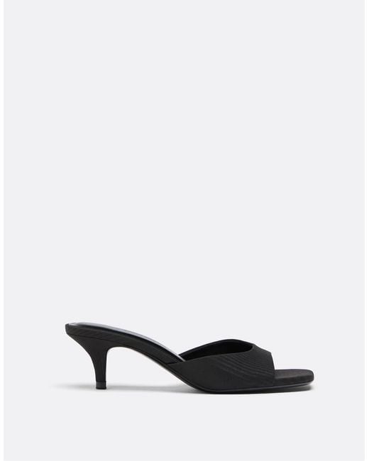 Stradivarius White Heeled Mule Sandals