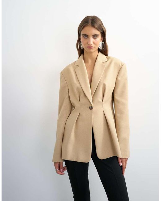 TOPSHOP Natural Extreme Cinched Waist Blazer
