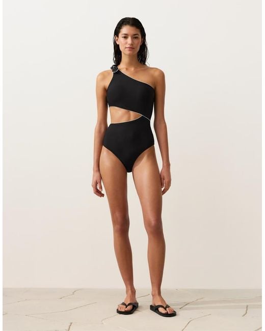Oysho Blue Asymmetric Piping Trikini