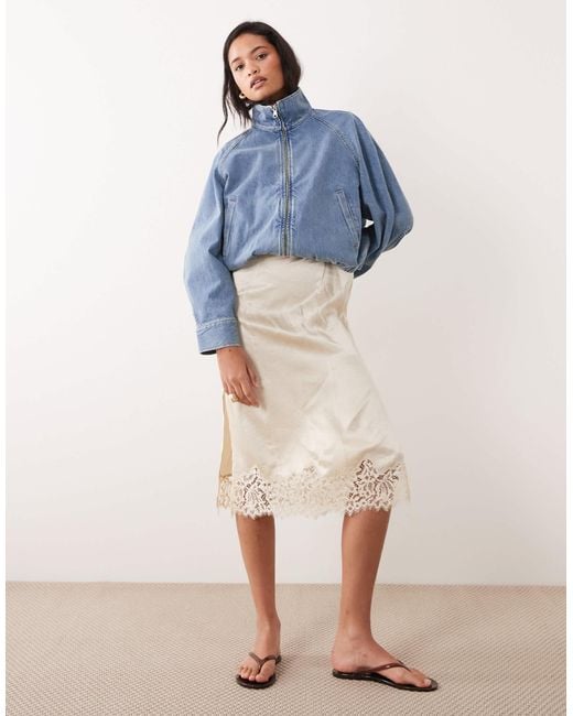 ARKET Blue Denim High Neck Bomber Jacket