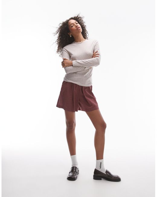 TOPSHOP Gray Crew Neck Long Sleeve Top