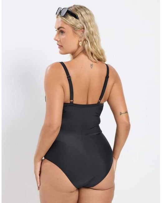 Yours Clothing Blue Contrast Super Sculpt Swimsuit