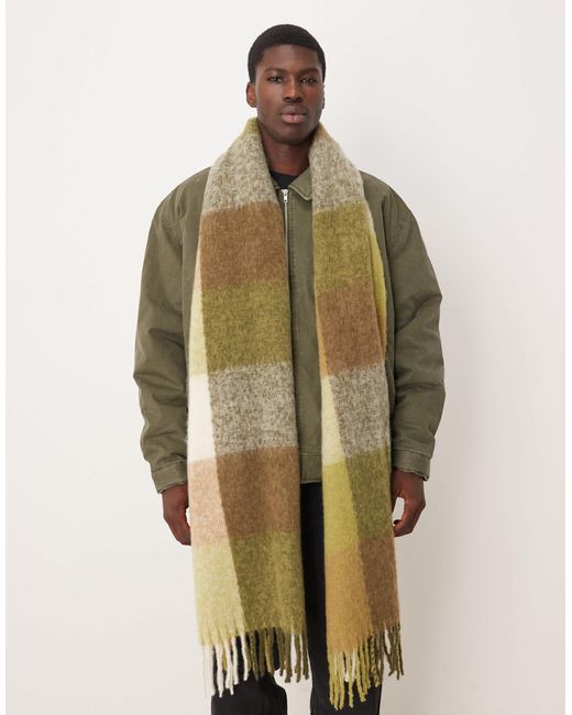 ASOS Green Woven Oversized Check Scarf for men