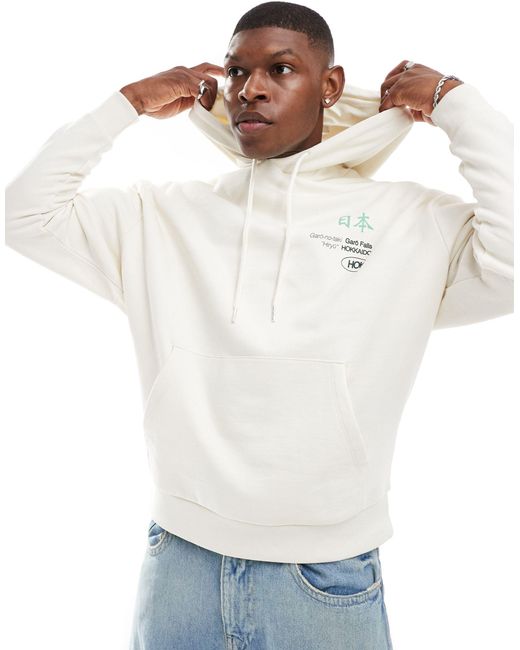 ASOS White Oversized Hoodie With Prints for men