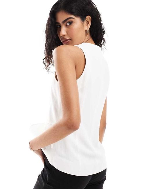 ASOS White High Neck Waistcoat