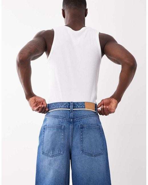 ASOS Blue Loose Denim Jorts for men