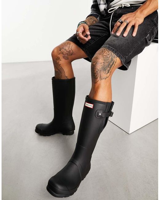 Hunter Black Original Side Adjustable Wellington Boots for men