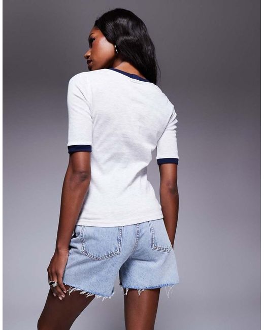River Island White Short Sleeve Clean Top