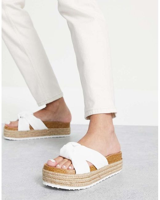ASOS White Teegan Knotted Flatform Sandals
