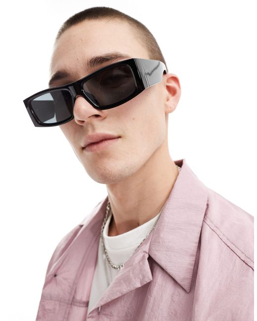 ASOS Pink Flat Brow Square Sunglasses for men