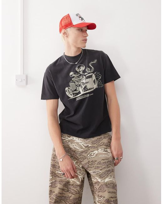 Deus Ex Machina Gray Celestial Rod Graphic T-Shirt for men