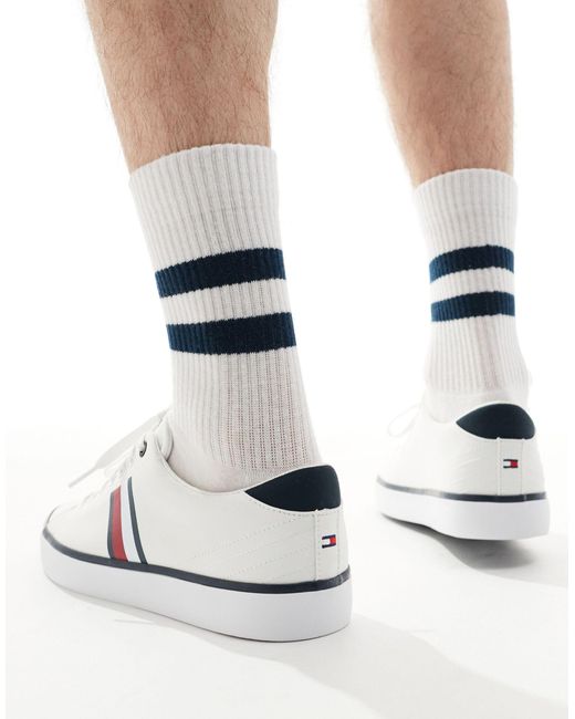 Tommy Hilfiger White Striped Mesh Trainers for men