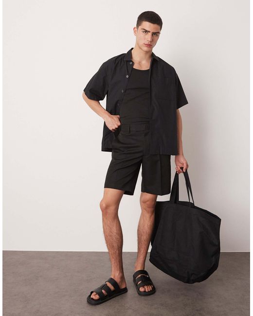 ASOS Black Smart Straight Leg Shorts for men