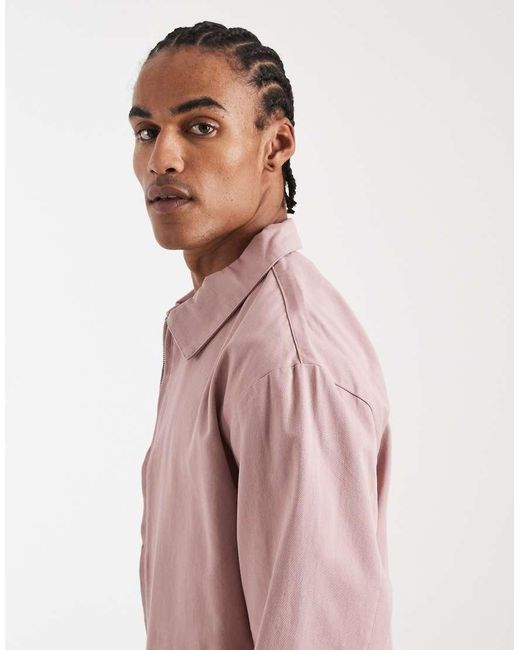 ASOS Pink Cotton Harrington Jacket for men